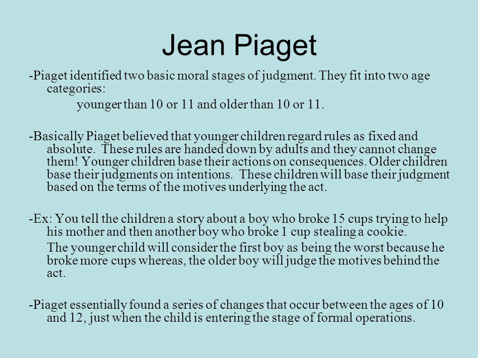 Piaget theories of moral development online